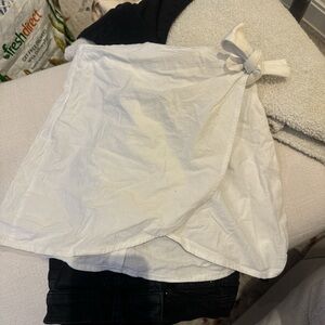 White Wrap Skirt with Bow Detail